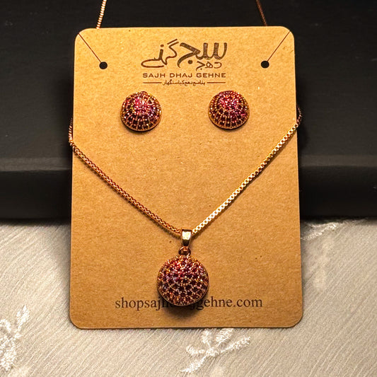 SCARLET GLOW GOLD NECKLACE & EARRING SET