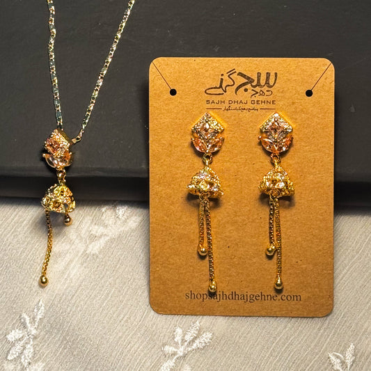GOLDEN CHIMES NECKLACE & EARRING SET