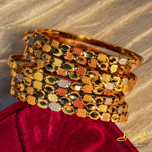 SPECTRUM SHINE MULTICOLOR GOLD BANGLES