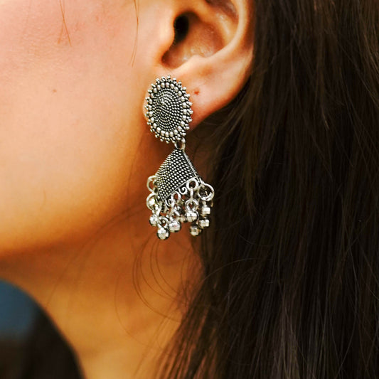 DOUBLE DAZZLE SILVER EARRINGS