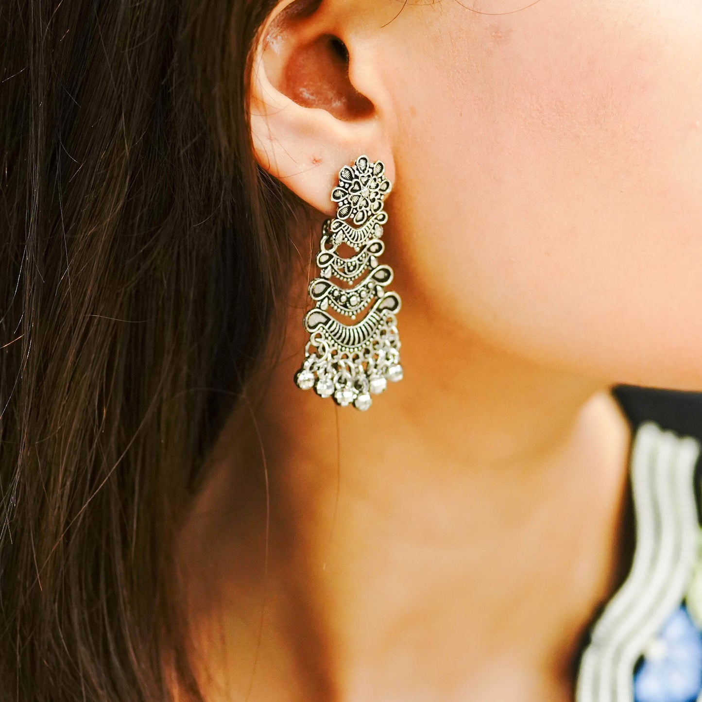 ECHO SILVER LAYERED STATEMENT EARRINGS