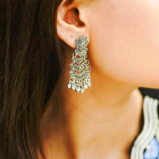 ECHO SILVER LAYERED STATEMENT EARRINGS