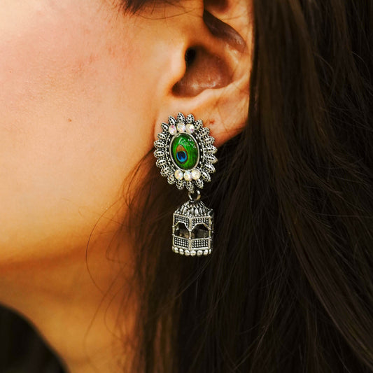 EMERALD GRACE PEACOCK DROP EARRINGS