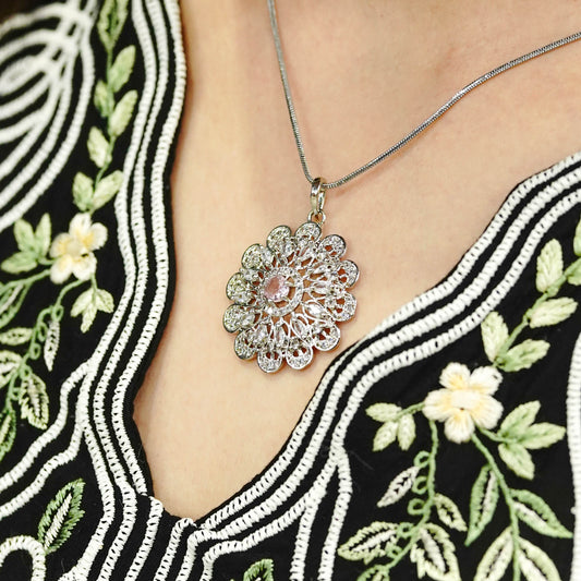 CELESTIAL HALO SILVER PENDANT NECKLACE